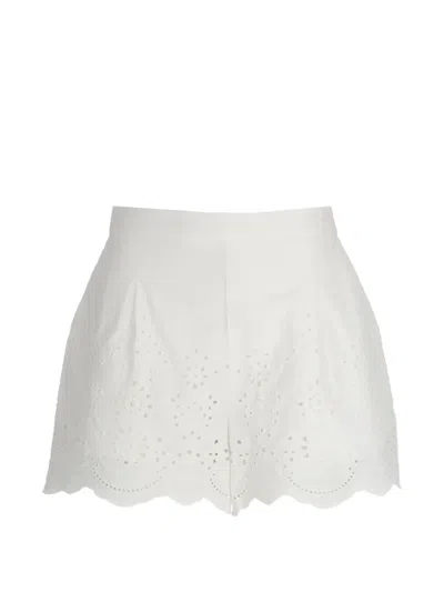 Mc2 Saint Barth Amani Embroidered Cotton Shorts In Red