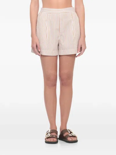 Mc2 Saint Barth Amani Striped-pattern Shorts In Neutral