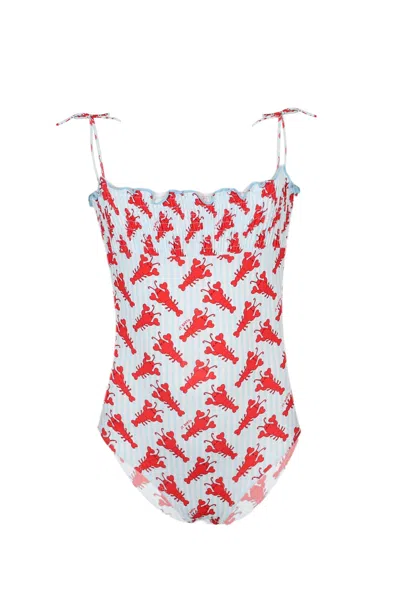 Mc2 Saint Barth Amina Aragolove Stripes One Piece Swimsuit In Multi