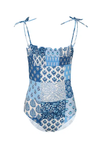 Mc2 Saint Barth Amina Radical Patch One Piece Swimsuit In Blue