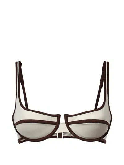 Mc2 Saint Barth Amira String Underwired Contrast-trim Bikini Top In Gray