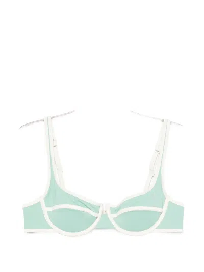 Mc2 Saint Barth Amira Underwired-cups Contrast-trim Bikini Top In Green