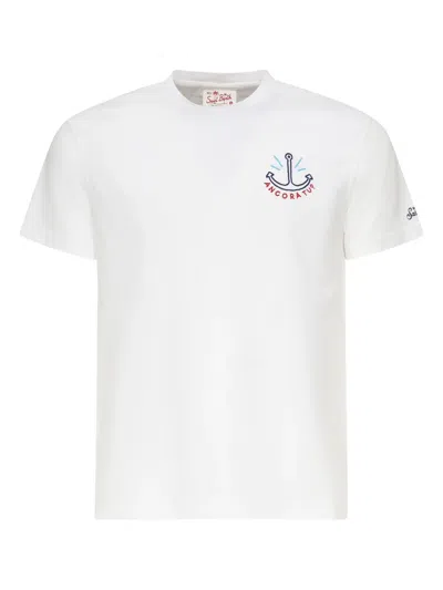 Mc2 Saint Barth Anchor-embellished Cotton T-shirt In White