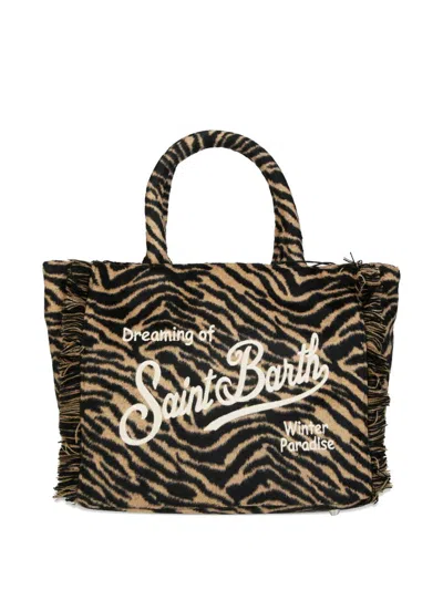 Mc2 Saint Barth Animal Print Colette Felt Shopping Bag In Multi