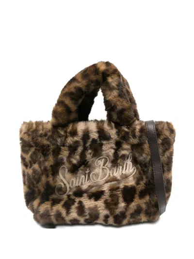 Mc2 Saint Barth Animal-print Embroidered Mini Bag In Brown