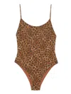 Mc2 Saint Barth Leopard Print One-piece Swimsuit With Adjustable Straps In Brown