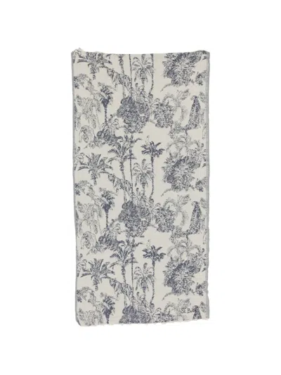 Mc2 Saint Barth Animal-print Fringed Beach Towel In Blue