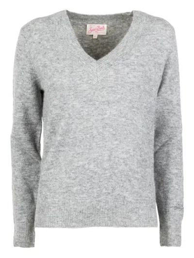 Mc2 Saint Barth Anise V-neck Knitwear In Gray