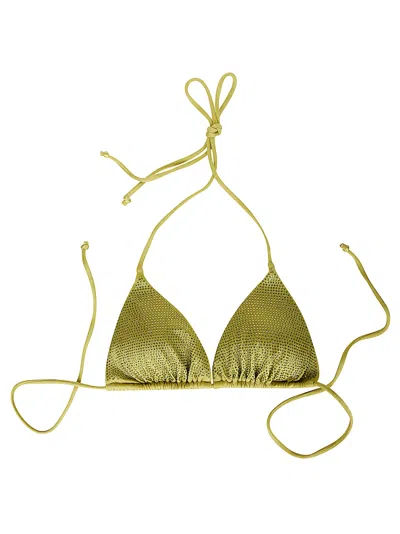Mc2 Saint Barth Strass Triangle-cup Bikini Top In Green