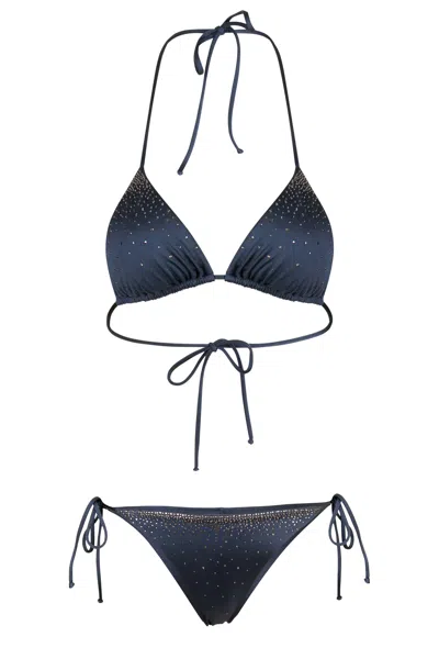 Mc2 Saint Barth Annabelle And Marielle Bikini Shiny Waterfall In Blue