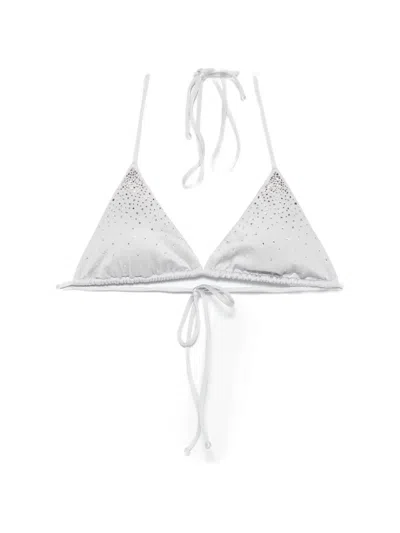 Mc2 Saint Barth Annabelle Strass-embellished Triangle Bikini Top In Gray