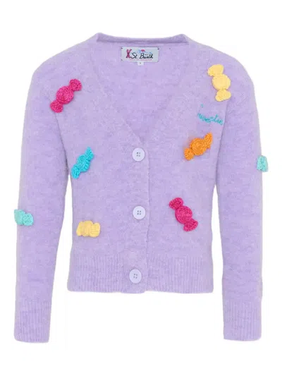 Mc2 Saint Barth Kids' Appliqué Buttoned Cardigan In Blue
