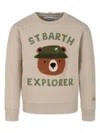 Mc2 Saint Barth Brown Sweatshirt For Boy With Bear In Neutrals