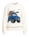 Mc2 Saint Barth Après-ski Collection Crypto Puppets Man Sweater Ivory Size L Wool, Viscose, Polyamid In White