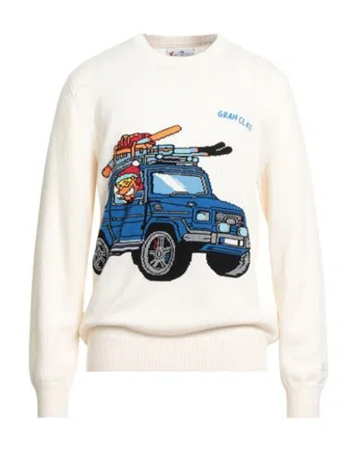 Mc2 Saint Barth Après-ski Collection Crypto Puppets Man Sweater Ivory Size L Wool, Viscose, Polyamid In White