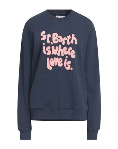 Mc2 Saint Barth Après-ski Collection Woman Sweatshirt Navy Size M Cotton In Blue