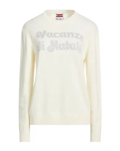 Mc2 Saint Barth Après-ski Collection Woman Sweater Ivory Size L Wool, Viscose, Polyamide, Cashmere In White