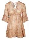 Mc2 Saint Barth Ramie Elegant Paisley Print Dress In Brown