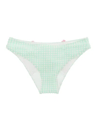 Mc2 Saint Barth Kids' Aqua Green Polka-dots Bikini Bottom With Maxi Bow In Stretch Fabric Baby In Multicolor