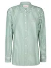 Mc2 Saint Barth Aqua Green Striped Shirt With Embroidered Details In Green