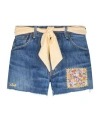 Mc2 Saint Barth Blue Arizona Attached-scarf Denim Shorts In Blue