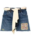 Mc2 Saint Barth Blue Arizona Attached-scarf Denim Shorts In Blue