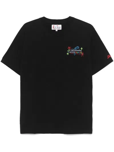 Mc2 Saint Barth Arnott Capodanno Faccio Danno Embroidered T-shirt In Black