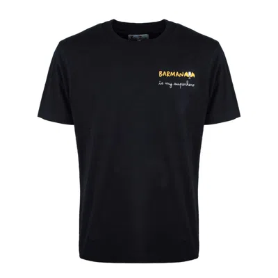 Mc2 Saint Barth Arnott Heavy Cotton T-shirt With Black Barman Embroidery