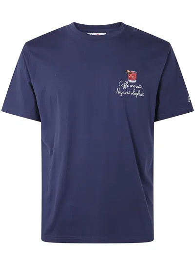 Mc2 Saint Barth Embroidered Cotton T-shirt In Blue