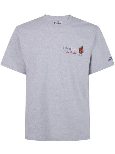 Mc2 Saint Barth Arnott Embroidered T-shirt In Gray