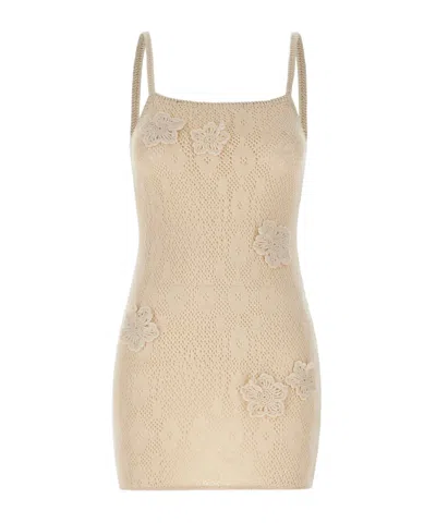 Mc2 Saint Barth Artie Crochet Knitted Dress In Neutral
