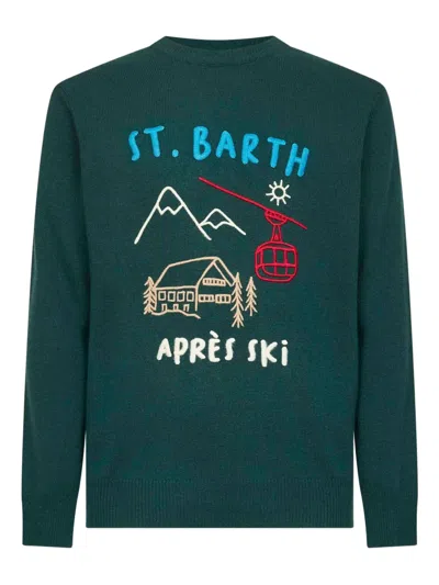 Mc2 Saint Barth Green Heron Embroidered Sweater
