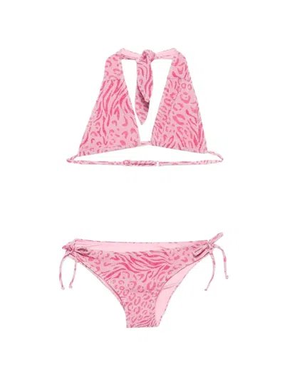 Mc2 Saint Barth Kids' Aryanna Animal-pattern Bikini In Pink