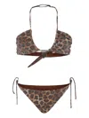 Mc2 Saint Barth Brown Bikini For Girl With Animalier Print In Brown