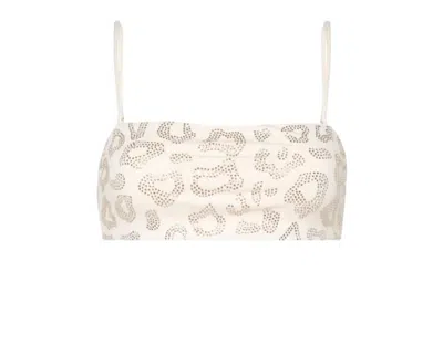 Mc2 Saint Barth Athena Embellished Bandeau Top Swimsuit In White