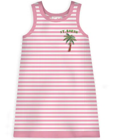 Mc2 Saint Barth Audie Palm Stripes Pink Knit Dress