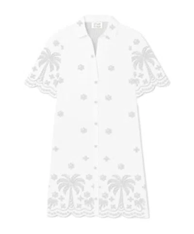 Mc2 Saint Barth Aurelia Broderie Shirt Dress In White