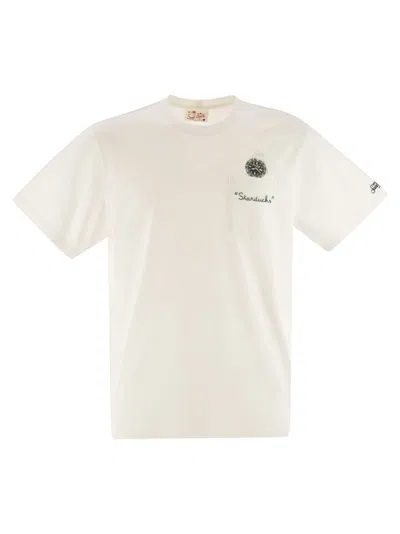 Mc2 Saint Barth Austin - T-shirt With Embroidery And Breast Pocket In Neutral
