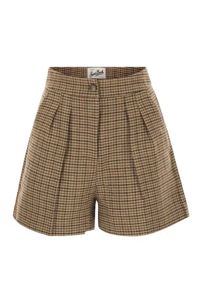 Mc2 Saint Barth Aya - Pied De Poule Patterned Shorts In Beige