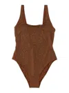 Mc2 Saint Barth Lora Shiny Strass Leopard One-piece Swimsuit In Brown