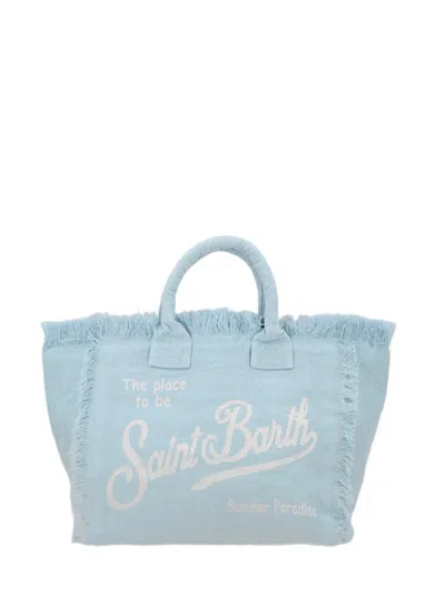 Mc2 Saint Barth Baby Blue Fringed Tote Bag