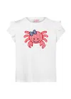 Mc2 Saint Barth Baby Crab Cotton T-shirt With Flounce In Neutral