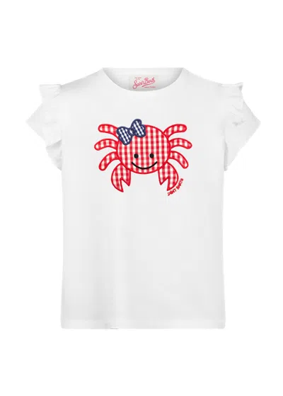 Mc2 Saint Barth Baby Crab Cotton T-shirt With Flounce
