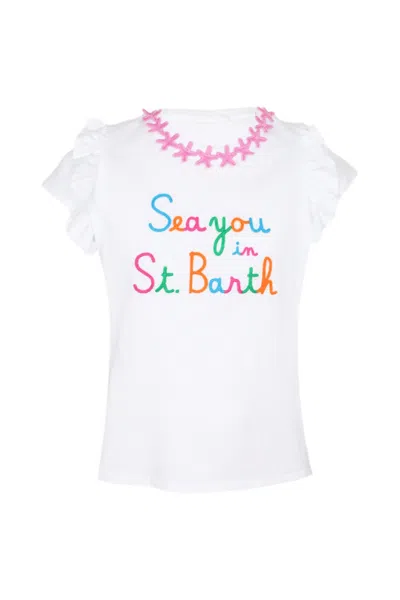 Mc2 Saint Barth Kids' Baby T-shirt Sea Star Embroidery In White