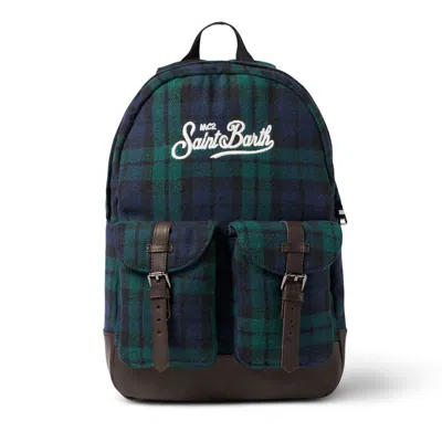 Mc2 Saint Barth Tartan Print Backpack In Blue