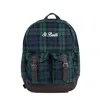 Mc2 Saint Barth Backpack With Tartan Print In Blue, Green