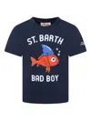 Mc2 Saint Barth Blue T-shirt For Boy With Glodfish In Blue