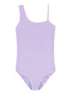 Mc2 Saint Barth Girls Crinkle One Shoulder Swimsuit In Purple
