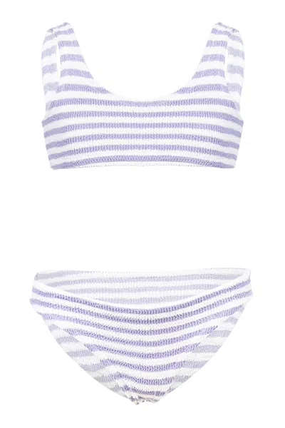 Mc2 Saint Barth Baker Crinkle Bikini In Lilac Striped In Purple