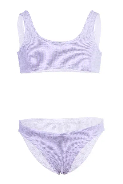 Mc2 Saint Barth Baker Tank Bralette Bikini Crinkle Lurex Lilac In Pattern